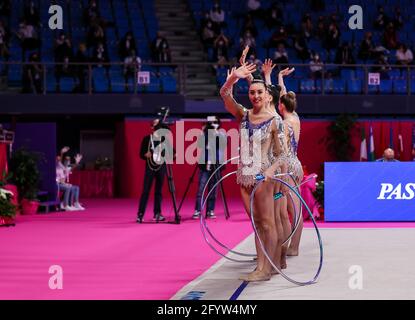 Italien Gruppenmannschaft während der rhythmischen Gymnastik FIG World Cup 2021 Pesaro in der Vitrifrigo Arena, Pesaro, Italien am 29. Mai, / LM Stockfoto