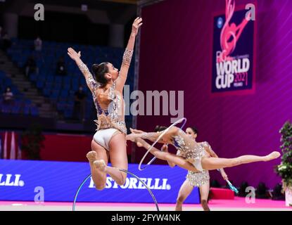 Italien Gruppenmannschaft während der rhythmischen Gymnastik FIG World Cup 2021 Pesaro in der Vitrifrigo Arena, Pesaro, Italien am 29. Mai, / LM Stockfoto