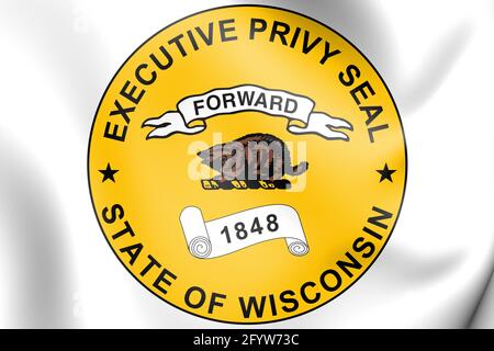 3D-Executive Privy Seal von Wisconsin, USA. 3D-Darstellung. Stockfoto