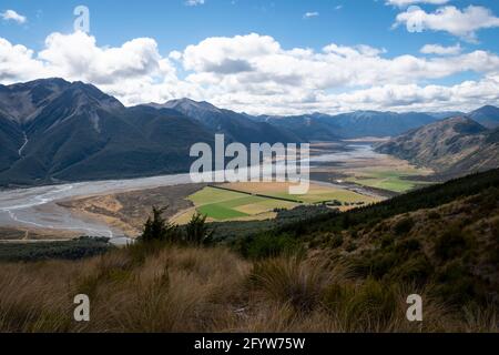 Waimakariri River Valley, Arthurs Pass National Park, Canterbury, South Island, Neuseeland Stockfoto