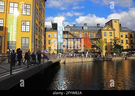 Bild aus Norrköpings Industrielandschaft und dem Museum of Work während einer Kulturveranstaltung in Norrköping, Schweden. Stockfoto