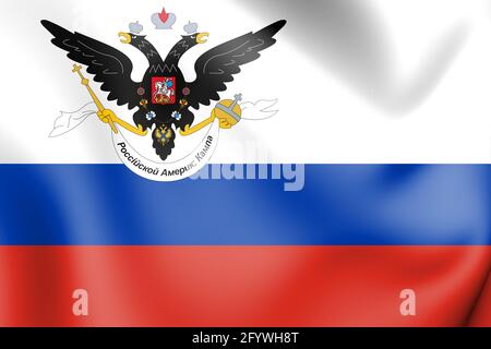 3D-Flagge der russisch-amerikanischen Gesellschaft. 3D-Illustration. Stockfoto