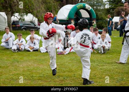 Tae Kwon-do-Demonstration bei Rhu Gala, Schottland Stockfoto