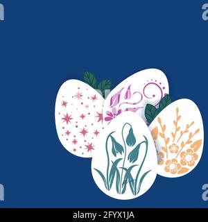 Frohe Ostern Grußkarte. Laserschnitt. Vector geschichteten Papier geschnitten Stil Osterei, Blätter, Blumen und Schmetterlinge. Scrapbooking. .... Stock Vektor