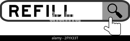 Banner in Word Refill mit Symbol für die Übergeben der Lupe suchen Auf weißem Hintergrund Stock Vektor