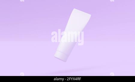 Weiße Tube Creme Mockup medizinisches Konzept Hautpflege auf rosa 3D-Rendering auf der Rückseite Stockfoto