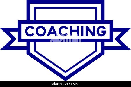 Vintage blaue Farbe-banner mit Wort Coaching auf Weißer Hintergrund Stock Vektor