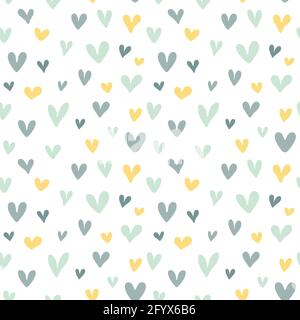 Romantisches Nahtloses Muster mit Doodle-Herz. Einfacher, moderner, handgezeichneter Hintergrund. Wiederholende Vektorgrafik für Tapete, Karte oder Geschenkpapier. Stock Vektor