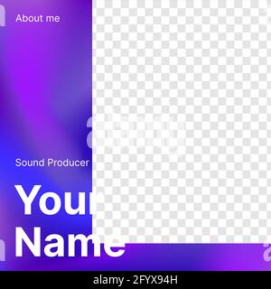 Banner Mit Informationen Zum Persönlichen Profil. Vorlage für Portrait, Name und Beruf mit transparentem Hintergrund. . Vektorgrafik Stock Vektor
