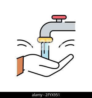 Farbsymbol für sauberes Wasser und Hygiene. Soziale Verantwortung des Unternehmens. Nachhaltige Entwicklungsziele. Piktogramm für Werbung, Web. UI UX Design Element Edi Stock Vektor