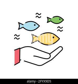 Symbol „Leben unter Wasser“. Soziale Verantwortung des Unternehmens. Nachhaltige Entwicklungsziele. SDG-Zeichen. Piktogramm für Anzeige, Web, mobile App. UI-UX-Design Stock Vektor