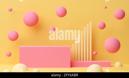 Abstrakte Szene mit einem leeren Raum für ein Produkt. 3D-Illustration. Stockfoto