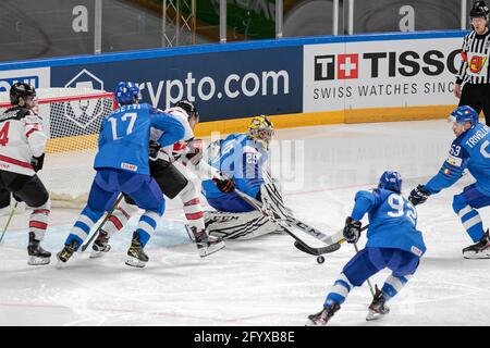 Arena Riga, Riga, Lettland, 30. Mai 2021, Trivellato (Italien) Fadani (Italien) Petan (Italien) während der Weltmeisterschaft 2021 - Italien gegen Kanada, Eishockey - Foto Andrea Re / LM Stockfoto