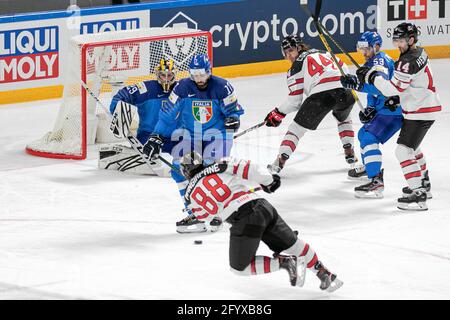 Arena Riga, Riga, Lettland, 30. Mai 2021, Fadani (Italien) Mangiapane (Kanada) während der Weltmeisterschaft 2021 - Italien gegen Kanada, Eishockey - Foto Andrea Re / LM Stockfoto