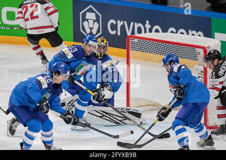 Arena Riga, Riga, Lettland, 30. Mai 2021, Trivellato (Italien) Fadani (Italien) während der Weltmeisterschaft 2021 - Italien gegen Kanada, Eishockey - Foto Andrea Re / LM Stockfoto