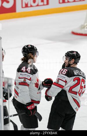 Arena Riga, Riga, Lettland, 30. Mai 2021, Comtois (Kanada) Walker (Kanada) während der Weltmeisterschaft 2021 - Italien gegen Kanada, Eishockey - Foto Andrea Re / LM Stockfoto