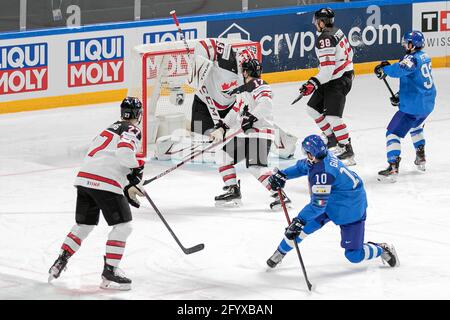 Arena Riga, Riga, Lettland, 30. Mai 2021, Giliati (Italien) Hill (Kanada) während der Weltmeisterschaft 2021 - Italien gegen Kanada, Eishockey - Foto Andrea Re / LM Stockfoto