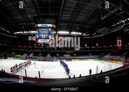 Arena Riga, Riga, Lettland, 30. Mai 2021, Nationalhymne Kanada während der Weltmeisterschaft 2021 - Italien gegen Kanada, Eishockey - Foto Andrea Re / LM Stockfoto