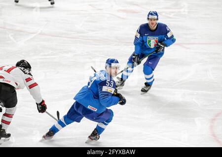 Arena Riga, Riga, Lettland, 30. Mai 2021, Trivellato (Italien) während der Weltmeisterschaft 2021 - Italien gegen Kanada, Eishockey - Foto Andrea Re / LM Stockfoto