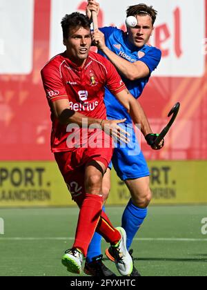 ANTWERPEN, BELGIEN - 30. MAI: Simon Gougnard aus Belgien beim Spiel der Herren FIH Pro League zwischen Belgien und den Niederlanden im Sportcentrum Wilrijkse am 30. Mai 2021 in Antwerpen, Belgien (Foto: Philippe de Putter/Orange Picts) Stockfoto