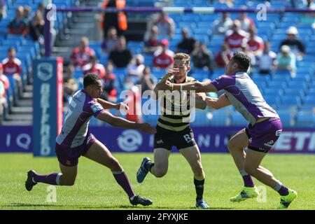 Ben Reynolds (30) von Leigh Centurions läuft am 5/30/2021 bei der Verteidigung von Hull KR in. (Foto von David Greaves/News Images/Sipa USA) Quelle: SIPA USA/Alamy Live News Stockfoto