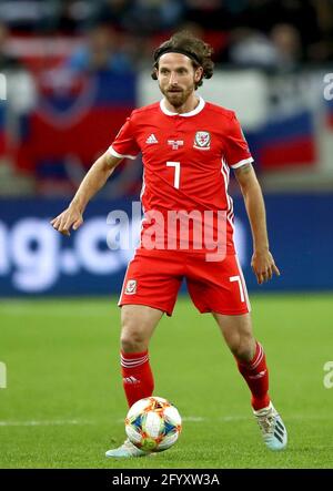 Aktenfoto vom 10-10-2019 von Wales' Joe Allen. Ausgabedatum: Sonntag, 30. Mai 2021. Stockfoto