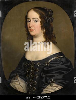 Porträt von Amalia, Gemahlin oder Friedrich Heinrich, Prinz von Oranien. Porträt von amalia von solms, Ehefrau von Prinz Frederik Hendrik. Büste oval, links. Stockfoto