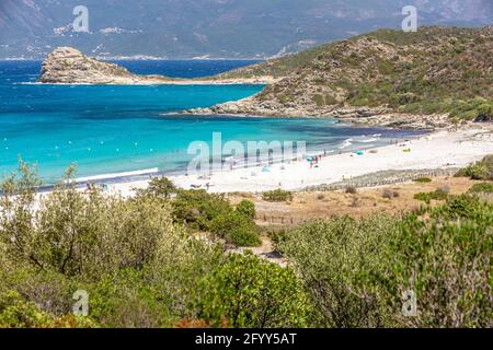 Lotu Beach, Haute-Corse, am Rande der Wüste Agriates. Korsika, Frankreich Stockfoto