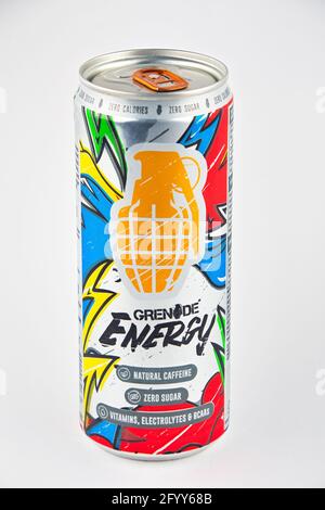 CHESTER, VEREINIGTES KÖNIGREICH - 3. MAI 2021: Granate Energy Drink in einer Dose Stockfoto