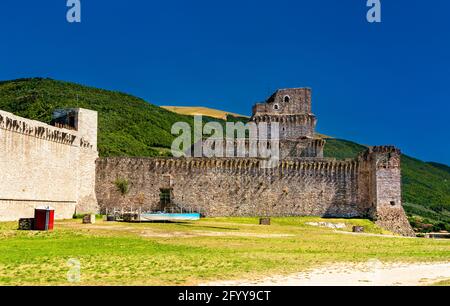 Festung Rocca Maggiore in Assisi, Italien Stockfoto