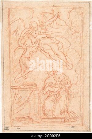 Entwurf für ein Altarbild mit Sint Antonius aus Padua. Design für ein Gemälde. Stockfoto