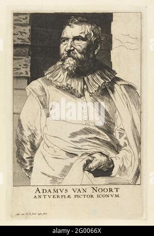 Porträt von Adam van Noort; Iconographie. Porträt von Adam van Noort mit Bildunterschrift von Adamvs van Noort Antverpiae Picctor Iconvm Stockfoto