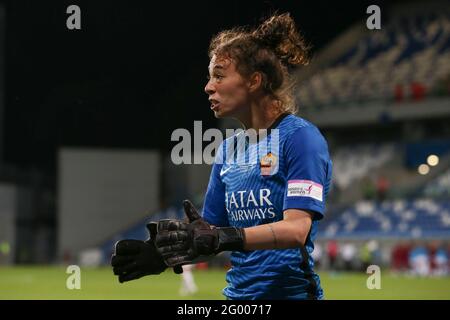 Sassuolo, Italien, 30. Mai 2021. Camelia Ceasar von AS Roma reagiert während des Elfmeterschießens im Coppa Italia Femminile Final im Mapei Stadium - Cittˆ del Tricolore, Sassuolo. Bildnachweis sollte lauten: Jonathan Moscrop / Sportimage Stockfoto