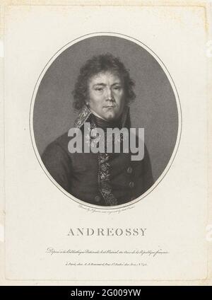 Porträt von General Antoine François Andréossy. Porträt des französischen Generals Antoine-François Andréossy, oval mit Uniform. Andréossy war vorübergehend französischer Botschafter in England. Stockfoto