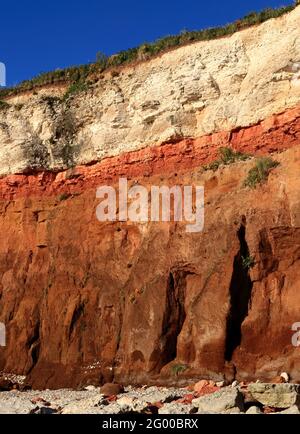 Geologie, Kreidezeit, Sedimentgestein, Formation, Hunstanton Cliffs, Norfolk, England, Großbritannien 3 Stockfoto