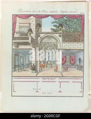 Der Monat, historische, literarische und kritische Zeitung mit Zahlen, Band 2, an. 7 (1798-1799): Dekoration im eingeleiteten Stück Kapitel 2. TheaterDecor. Prat UIT Het Tijdschrift der Monat: Historische, literarische und kritische Zeitung mit Zahlen, Jahrgang 7 im Jahr 8 (1798-1800). Stockfoto