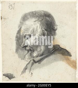 Kopf eines alten Mannes, im Profil. Stockfoto