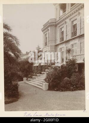 Der Eingang zum Garten des Hauses Villa Louise in Menton; Villa Louise Menton Garavan. Stockfoto