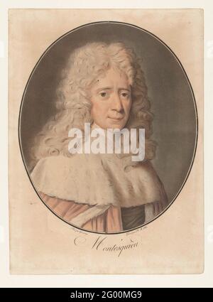 Portret van Charles de Montesquieu; Montesquieu; Sammlung großer Männer. Portret van Charles de Montesquieu, in een ovaal. Stockfoto