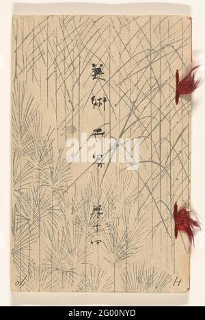 World of Arts - 14; Bijutsu Sekai - 14. Weißer Einband mit silbernem Rasenmotiv und in schwarz der Titel; Innenteil, orange mit Schmetterlingsmotiv; 21 Blatt, nummeriert: 1, Inhaltsverzeichnis; 1-20, Bilder von Menschen, Tieren und Landschaften und ein paar Seitentexte; Innenteil, Kolophon. Stockfoto
