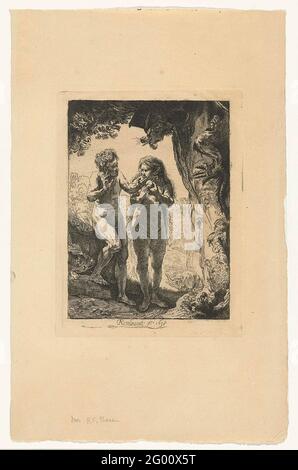 Adam und Eva. Kopie auf den gleichnamigen Druck von Rembrandt. Stockfoto