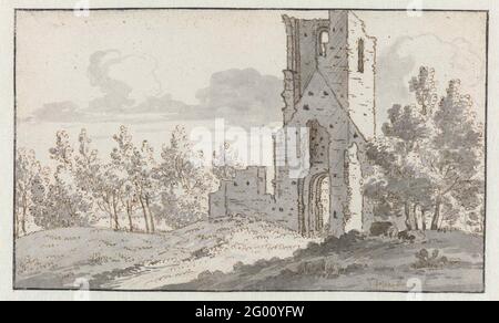 Ruine der Kirche von Eiche und Dünen. Blick auf die Ruinen der Kirche aus Eiche und Dünen in 's-Gravenhage. Stockfoto