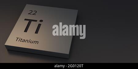 Titanelemente auf 3D-Illustration des Periodensystems. Stockfoto