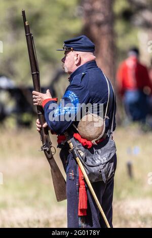 Nachstellungen des amerikanischen Bürgerkriegs bei der Cheney, Washington Nachstellung. Stockfoto