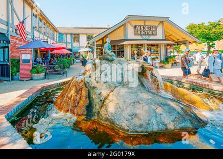 Solvang, Kalifornien, USA - 29. Mai 2021 Denmarket Square in Solvang, Stadt im südkalifornischen Santa Ynez Valley, ist für sein traditionelles Da bekannt Stockfoto