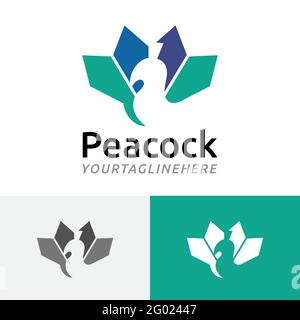 Pfau Natur Business Negativ Abstrakt Einfaches Tier Logo Stock Vektor