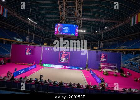 Pesaro, Italien. Mai 2021. Allgemeine Ansicht während der FIG Rhythmic Gymnastics World Cup 2021, in der Vitrifrigo Arena in Pesaro, Italien, 29. Mai 2021. Kredit: Enrico Calderoni/AFLO SPORT/Alamy Live Nachrichten Stockfoto