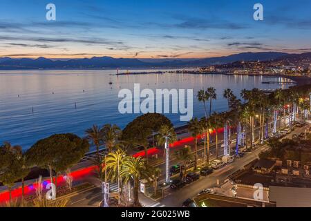 FRANKREICH, ALPES-MARITIMES (06) CANNES, LA CROISETTE BLICK VOM HOTEL MARTINEZ, GRAND HYATT CANNES HOTEL Stockfoto