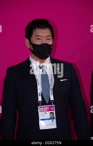 Morinari Watanabe, FIG-Präsident, während der FIG Rhythmic Gymnastics World Cup 2021, in der Vitrifrigo Arena in Pesaro, Italien, 29. Mai 2021. (Foto von Enrico Calderoni/AFLO SPORT) Stockfoto