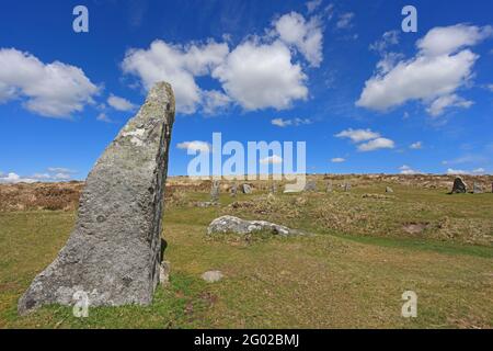 Stone Circle auf Scorhill Down Dartmoor UK Stockfoto